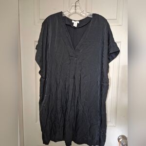 H&M Black Oversized V-Neck Tunic Dress/cover-up Medium